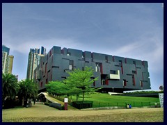 Guangdong Provincial Museum's new building in ZNT opened in 2010. The building with its significant black and red patterns was designed by Rocco Design Architects.